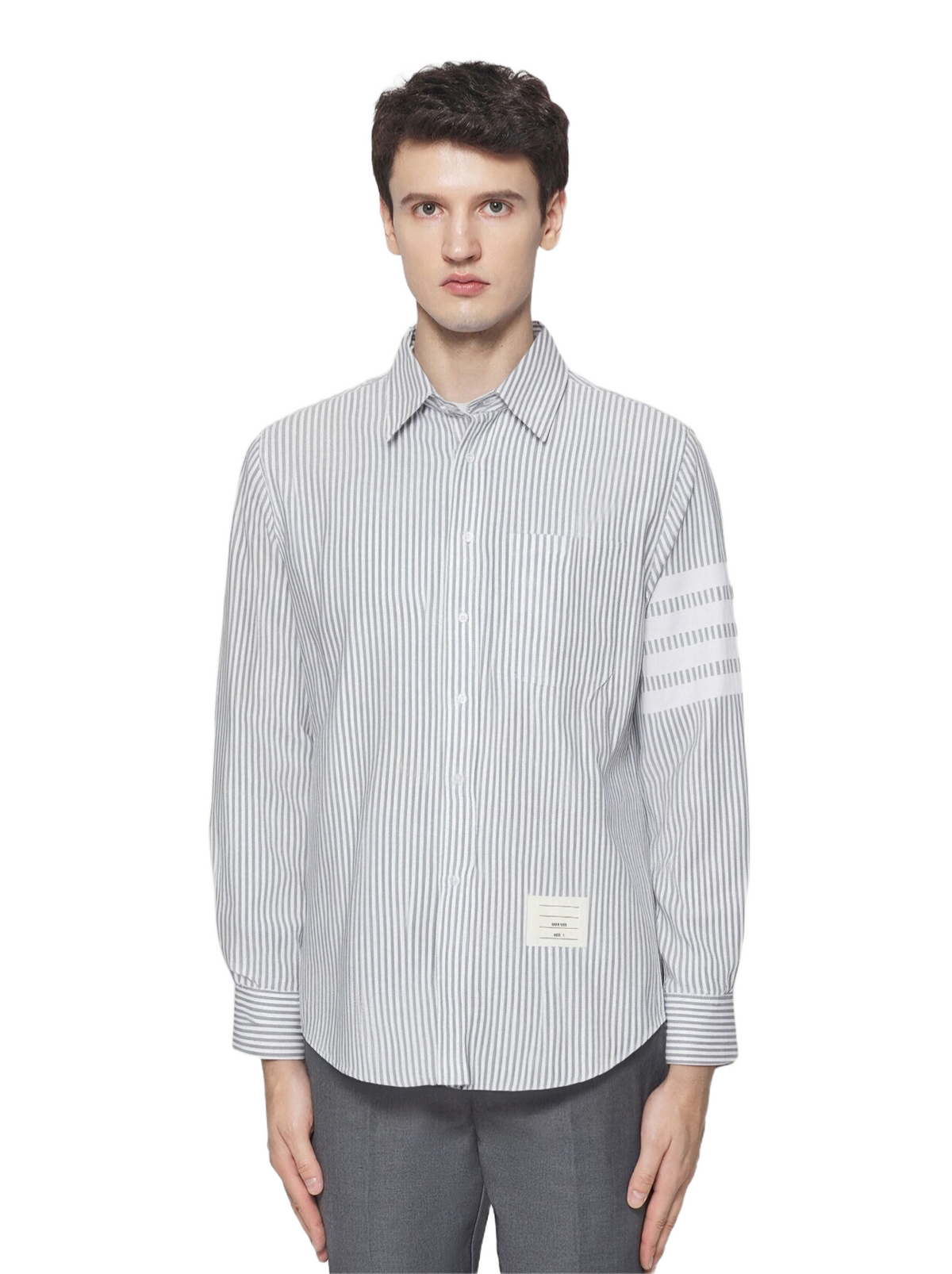 Men's Striped Long-Sleeve Shirt — Classic Button Collar | Thom Browne