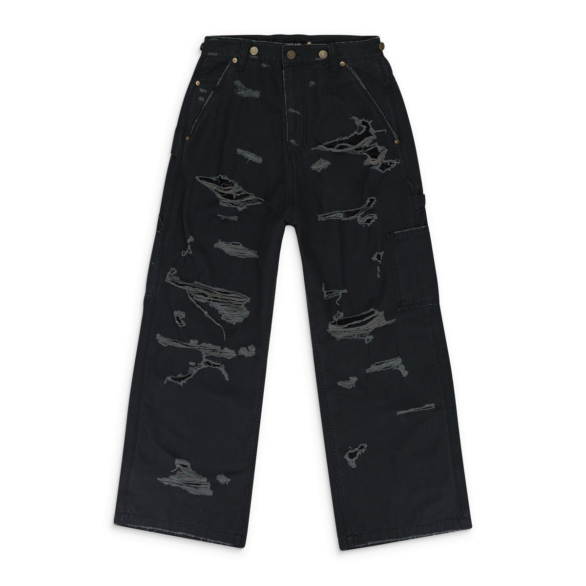 BLACK DISTRESSED PATCH WORK SWEATPANTS