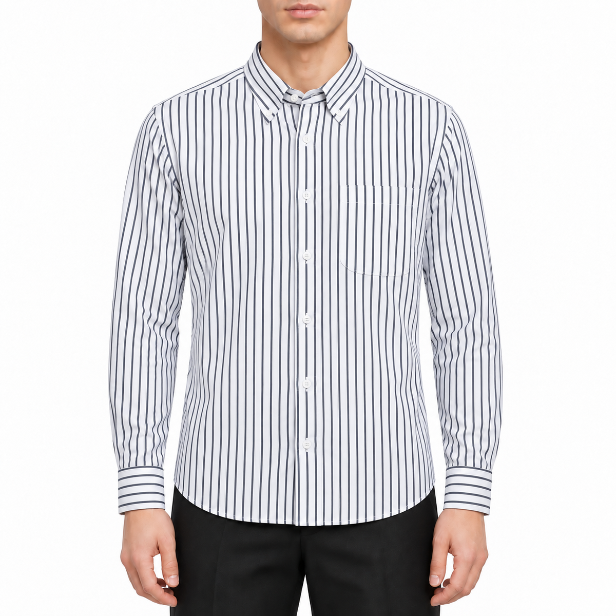 Classic Four-Bar Black & White Striped Patchwork Shirt - Premium Designer | Thom Browne