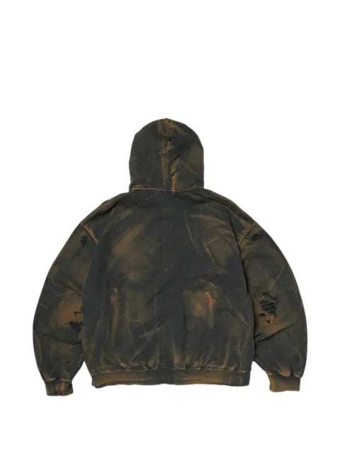 THUG CLUB distressed zip-fastening hoodie