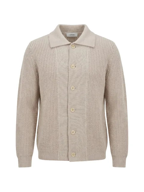 Lardini ribbed-knit button-down wool cardigan