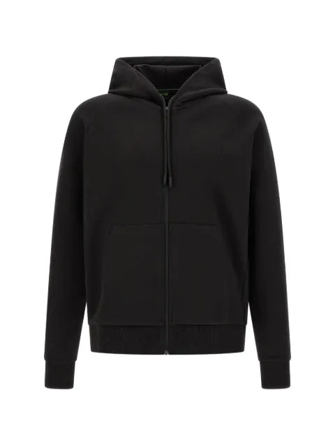 BOSS Saggy stretch-cotton zip-up hoodie with puff logo