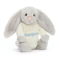 Bashful Silver Bunny with Personalized Cream Jumper