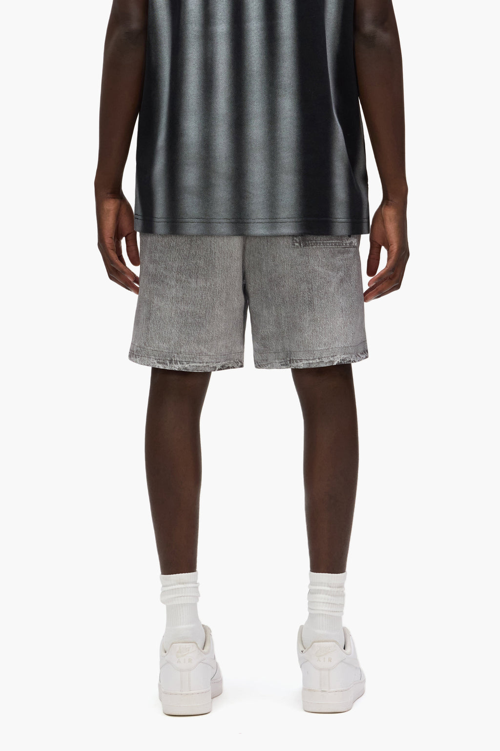 Faux Denim Wordmark All Around Shorts
