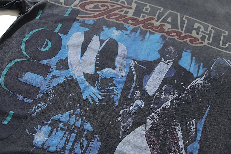 VALE USA Washed Michael Jackson Graphic T-Shirt