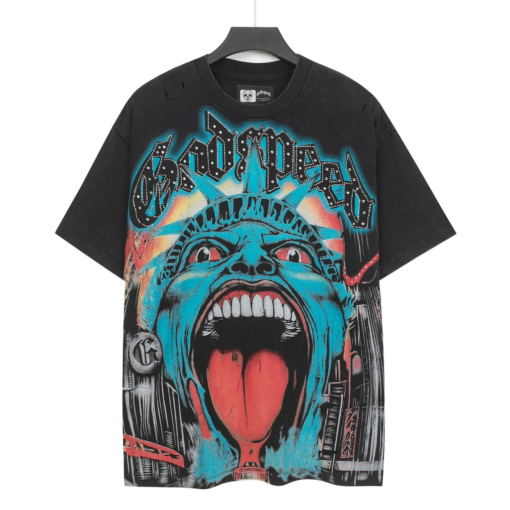 Godspeed Distressed Rhinestone Graphic T-Shirt