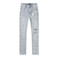 Purple Brand Light Blue Distressed Paint-Mark Jeans