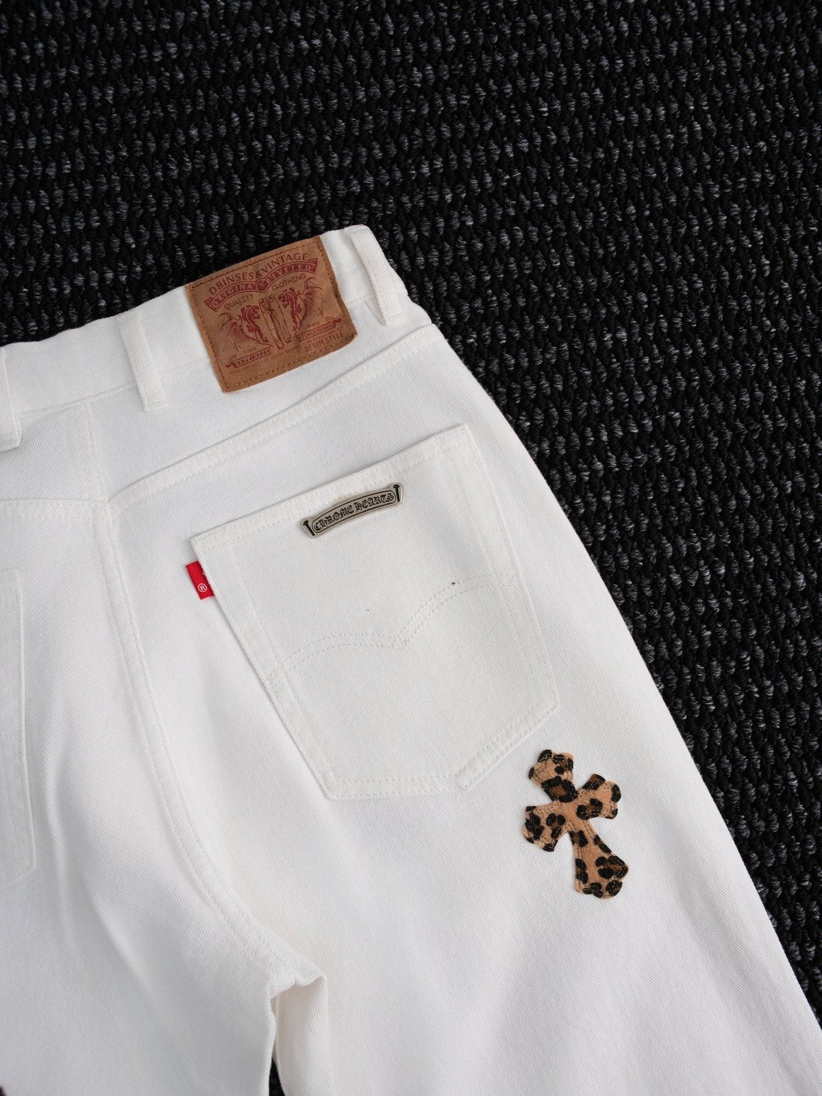 Chrome Hearts White Cross Applique Graphic Jeans