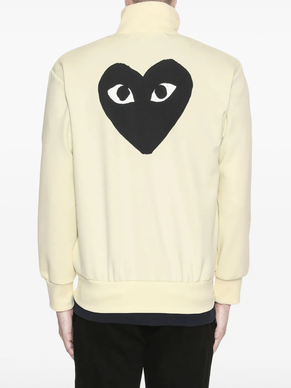 Comme des Garcons PLAY Play Big Black Heart Zip Up Sweatshirt Ivory