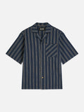 S&S Striped Linen Relaxed-Fit Short-Sleeved Shirt