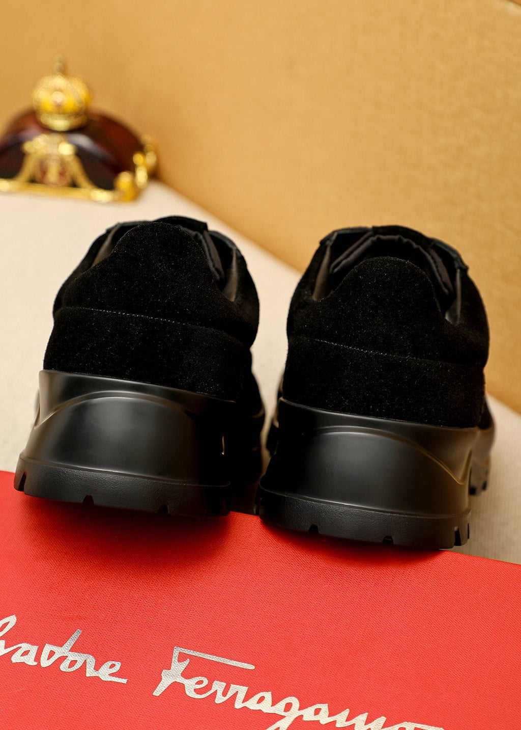 Ferragamo Men's Black Perforated Lace-Up Shoes