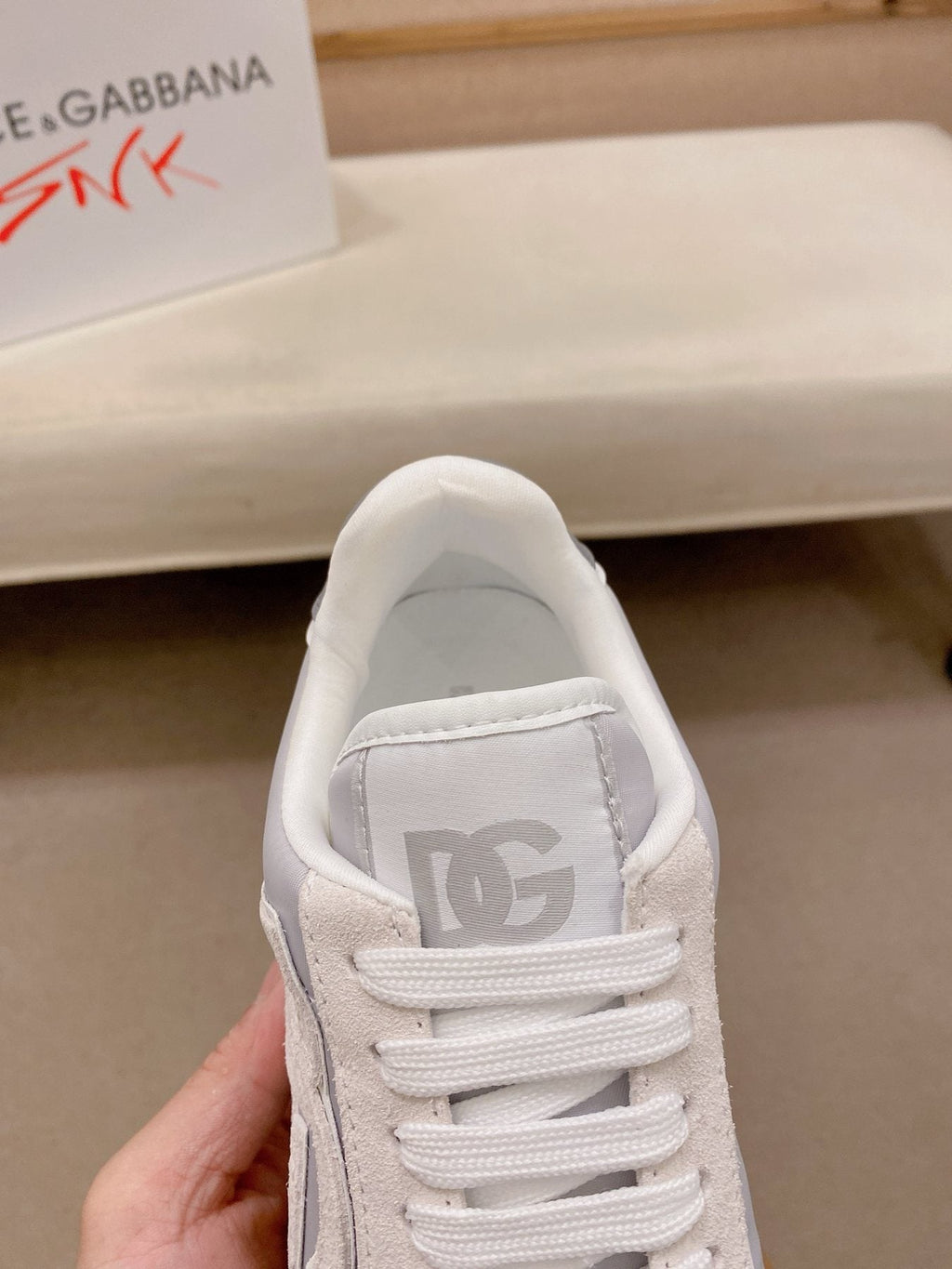 Dolce & Gabbana White & Gray Gum Sole Sneakers