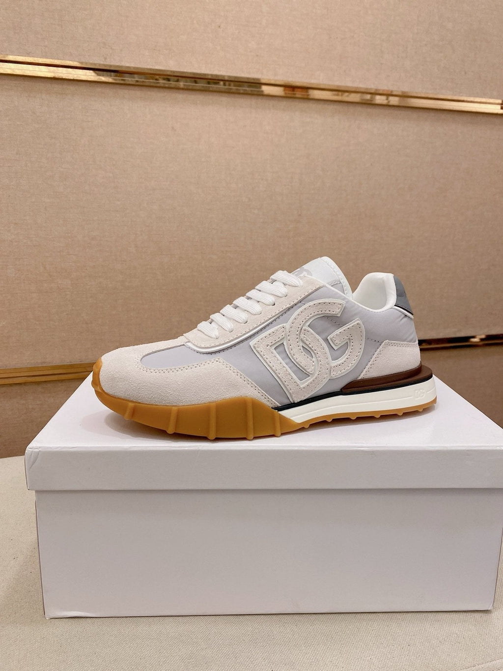 Dolce & Gabbana White & Gray Gum Sole Sneakers