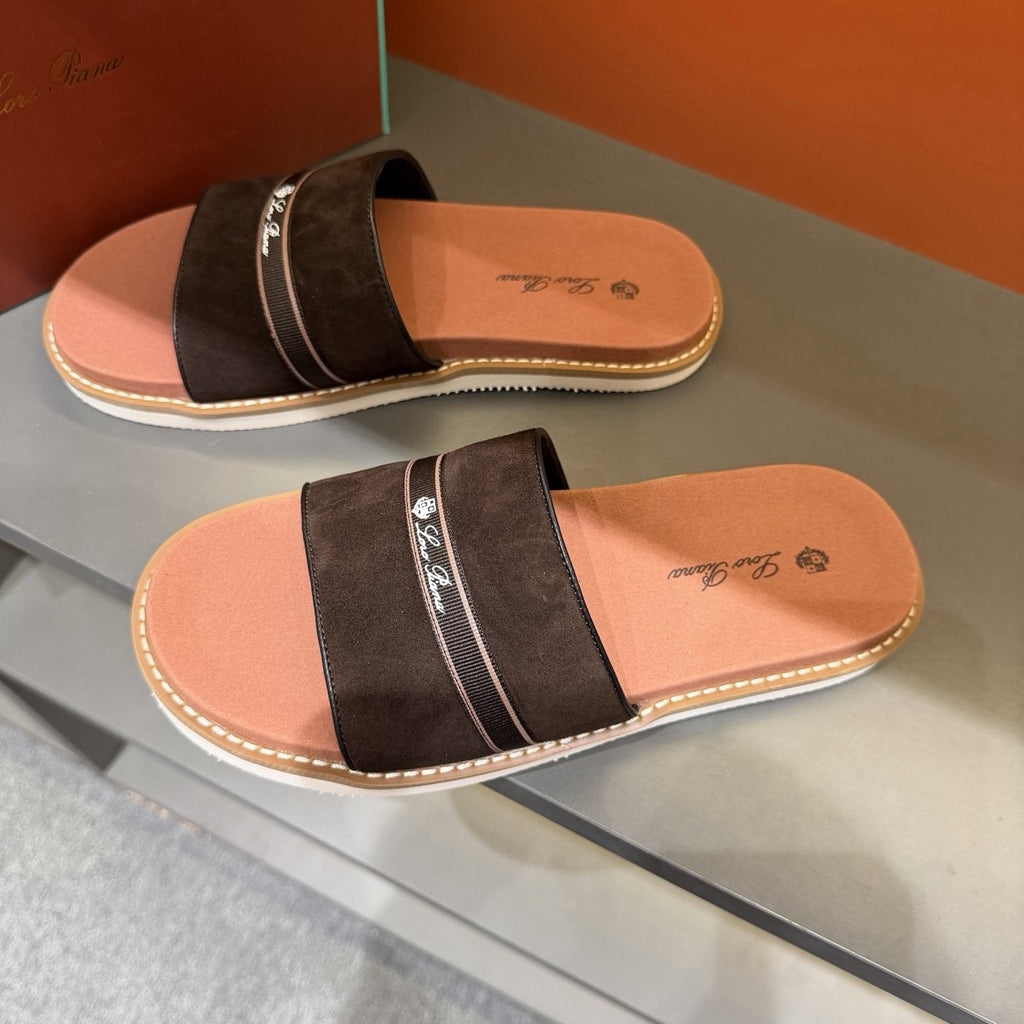 Loro Piana Cross-Strap Men's Slide Sandals