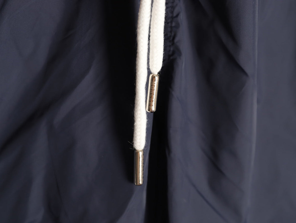 Moncler White-Emblem Drawstring Shorts - Dark Navy