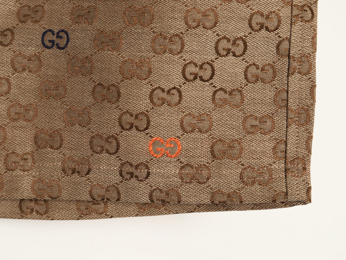 Gucci Allover Double-G-Style Color-Accent Drawstring Shorts - Tan